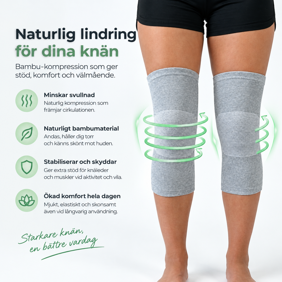 Bambustöd – Naturlig smärtlindring & komfort för stela knän